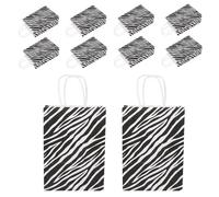 DINHEAROM 10pcs Zebra Pattern Paper Bags Multi-function Foldable Paper Treat Bags Black Decorative for Holiday Shopping