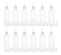 DINHEAROM 12pcs Pointed Tip Applicator Bottles 100ml Portable Pet Pp Squeeze Bottles with Precision Nozzle for Outdoor Activities and Glue Dispensing