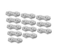 DINHEAROM 12pcs Wire Rope Chuck Stainless Steel Rope Clamp Fence Wire Double Cable Clip Wire Cable Clamps Wire Rope Electric Fence Braided Rope Split Bolt Clamp Silver