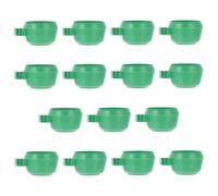 DINHEAROM 15pcs Trough Food Bowl Bird Feeder Green round Bowl Snap Feeder Box for Pet Parrot Cage Bird Supplies for African Grey Parrot and Conure Feeding