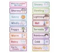 DINHEAROM 16 Sheet Interactive Weather Activity Cards - Educational Flashcards for Kids - Vocabulary Picture Cards for Preschool Morning Meetings Classroom Decor