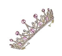 DINHEAROM 1pc Elegant Rhinestone Bridal Crown Hair Headdress for Weddings Birthdays and Banquets Luxurious Pink Accessory for Special Occasions