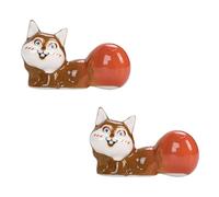 DINHEAROM 2 Pcs Cartoon Squirrel Shaped Ceramic Chopsticks Rest Holder, Easy to Clean and Practical Tableware Rack for Hotels and Restaurants