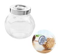 DINHEAROM 2 Pcs Round Glass Sealed Canisters Transparent Airtight Storage Jars for Dried Fruit Spices Candy and Food Grains Portable Kitchen Containers with Large Capacity and Leak Resistant