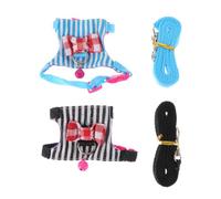 DINHEAROM 2 Sets Adjustable Small Pet Hamster Harness Lightweight Breathable Rat Leash with Comfortable Stripe Design for Outdoor Exercise and Walking
