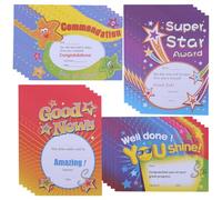 DINHEAROM 200pcs A5 Cartoon Award Certificates with English Printing, Portable Performance Student Recognition Paper for Kindergarten and School Use Random Style