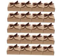 DINHEAROM 20pcs Kraft Paper Gift Boxes for Packaging Square Paper Boxes Multi Purpose Empty Packaging for Candy Jewelry Wedding Birthday Favors Easy Assembly Without Glue