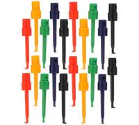 DINHEAROM 20pcs Large Plastic Test Grabber Clips round Single Hook, Multimeter Tester Hooks in Red Green Blue Yellow Black, Electrical Test Probes for Electronic Measurement and Circuit