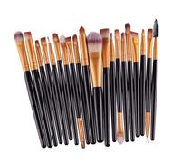 DINHEAROM 20PCS Professional Makeup Brush with Goat Hair Synthetic Fibers Portable Black and Gold Cosmetic Brushes for Foundation Eyebrow Eyeshadow and Face Application Estheticians and