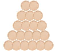 DINHEAROM 20pcs Wood Round Pendant Base Trays 35mm Outer Diameter 30mm Inner Diameter Khaki Colour Handmade Materials for DIY Photo Jewelry Making Crafts