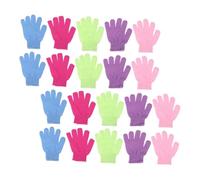 DINHEAROM 24pcs Bath Exfoliating Gloves with Elastic Wrist Nylon Shower Scrub Gloves for Body Massage and Dead Skin Removal Divided Finger Design for Comfortable Spa Bathing Random Color