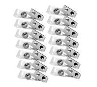 DINHEAROM 250pcs Double Hole Name Tag Clips with Clear Tear-Resistant PVC Strap Small Metal Badge Holder Clamps for Work Conferences Events Lightweight Strong Secure Id Card Fasteners