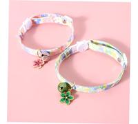 DINHEAROM 2pcs Adjustable Cute Cat Collar with Flower Bell Pendant Decorative Kitten Dog Collar Breathable and Cozy with Safety Buckle for Parties and Everyday Wear