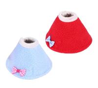 DINHEAROM 2pcs Adjustable Size Pet Parrot Bird Collar with Bow Embellishment, Polar Fleece Material for Wound and Partial Care, Multifunctional Anti-scratch Neckwear Random Color