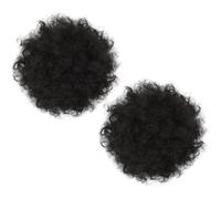 DINHEAROM 2pcs Afro Curly Drawstring Hair Bun Extensions Synthetic High Temperature Fiber Hairpieces for Women Afro Puff Messy Updo Hair Accessories 15cm