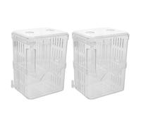 DINHEAROM 2pcs Aquarium Fish Breeding Box with Suction Cups - Small Acrylic Isolation Hatchery Tank for Guppy Fry and Betta Separation in Home Aquariums