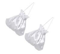 DINHEAROM 2pcs Candy Bag White Wed Bags Goodie Bridesmaid Honeymoon Housewife Bridal Dolly Bag Shower Wrappers Mini First Thick Embroider Funny Guests Sack Modern Fabric