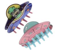 DINHEAROM 2pcs Colorful Extraterrestrial Hair Claw Clips for Women Small Cute Jaw Clips for Thin Hair Cartoon Style Accessories in Purple Yellow and Pink Green Decorative Claws for Everyday