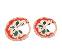 DINHEAROM 2PCS Dog Flying Disc with Cotton Rope - Small Large Pizza Design Flyer for Outdoor Interactive Training and Chewing - Sturdy Tossing Disc for Puppies and Dogs