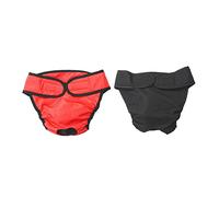 DINHEAROM 2pcs Elastic Female Dog Diaper Panty Washable Sanitary Underwear for Puppies Heat Red Black Comfortable Soft for Incontinence and Untrained Pets