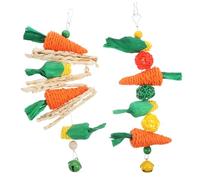 DINHEAROM 2Pcs Hamster Chew Rope Molar for Rabbits Guinea Pigs Bunny Biting Plaything Carrot Strings Fun Pet Teeth Grinding Supply Random Color