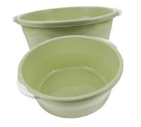 DINHEAROM 2pcs Large Plastic Wash Basins Foot Soaking Bowls Household Bathroom Washbasins Nordic Green for Home Foot Bath and Personal Care