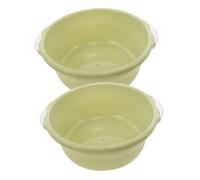 DINHEAROM 2pcs Medium Plastic Wash Basins Household Foot Washing Bowls Green Sturdy Bathroom Buckets for Home Foot Care and Personal Cleaning