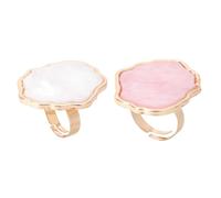 DINHEAROM 2pcs Nail Art Palettes Shell Marble Finger Ring Plate Portable Mixing Color Resin Mini Ring Delicate Design for Holiday Events and Home Use