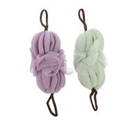 DINHEAROM 2pcs Practical Bath Shower Tool Back Scrubber with Net Yarn Material for Cleansing Skin Pores and Creating Rich Lather, for Bathroom Use and Back Massage Random Color