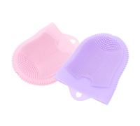 DINHEAROM 2pcs Silicone Facial Cleansing Brush Set, Soft Handheld Face Scrubber for Exfoliating and Deep Cleaning, Pink and Purple, Female Skin Care Brush for Home Use