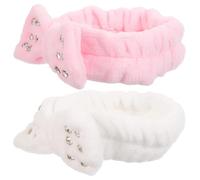 DINHEAROM 2pcs Washing Face Hair Bands Spa Headband for Washing Face 7.07x5.31x2.55in Bow Shape Fabric No Hair Pulling Keep Neat Women Makeup and Taking A Bath
