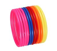 DINHEAROM 32pcs Multicolor Plastic Toss Rings Outdoor Target Throw Games Props for Adults Safe and Durable Ring Toss for Family Fun and Parent Interaction Random Color