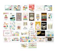 DINHEAROM 36pcs Birthday Blessing Cards with Envelopes Assorted Colour Paper Happy Birthday Card Set for Adults for Party and DIY