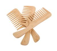 DINHEAROM 3pcs Bamboo Hair Comb Wide Tooth Styling Combs with Handle for Curly Thick Hair Detangling and Scalp Massage Natural Bamboo Material Portable Salon Tools for Men and Women