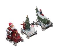 DINHEAROM 3pcs Christmas Train Set Decorative Winter Train Ornaments for Holiday Tabletop and Fireplace Decoration for Festive Home Office Display