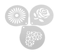 DINHEAROM 3pcs Coffee Stencils Coffee Decorating Stencils Stainless Steel Polishing Process Creative Design Not Easy to Deform Making Latte Art