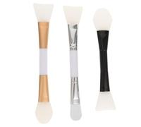 DINHEAROM 3pcs Dual-end Silicone Facial Stirring Spoons with Supple Brush Head and Skin-friendly Artificial Fiber for Skin Care DIY Face Mud Mask Application Tools Random Color