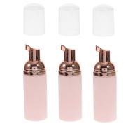 DINHEAROM 3pcs Foaming Soap Dispenser Pump Bottles with Rose Gold Pump Heads and Transparent Caps Pet Bubble Bottle for Travel Home School DIY Liquid Soap Skin-friendly Cleaning