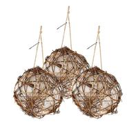 DINHEAROM 3pcs Garden Hummingbird Nest Spherical Three-piece Design Wood Cotton Material Creative Beautiful Practical Bird Nest Filled with Nesting Material Convenient for Hanging