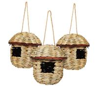 DINHEAROM 3pcs Hanging Bird Nest Straw Woven Nesting House for Small Birds Parakeet Finch Nest Easy Setup for Indoor and Outdoor Use Sturdy Craftsmanship Cozy and Resilient Design