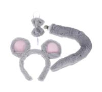 DINHEAROM 3pcs Mouse Costume Accessories Rat Ears Headband Bow Tie Tail Set Women Headgear Headpiece Halloween Christmas Carnival Cosplay Props