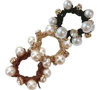 DINHEAROM 3pcs Pearl Hair Scrunchies Set Lightweight and Comfortable to Wear Cloth Hair Ropes with Artificial Pearl for Elegant and Simple Style for Girlfriend Or Wife