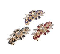 DINHEAROM 3pcs Rhinestone Bridal Hairpin Peacock Oil Drop Hair Clips Elegant Bride Headdress Hair Accessories for Weddings Parties and Photography