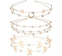 DINHEAROM 3pcs Rhinestone Headbands Star Ornaments for Women Lightweight Durable Accessories for Weddings Parties and Special Occasions