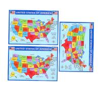 DINHEAROM 3pcs Usa Map Poster for Laminated Educational Wall Chart Geography Art for Classroom Bedroom Decor Vibrant Learning Resource with States Cities