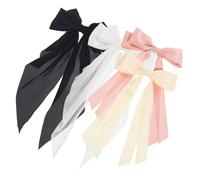 DINHEAROM 4 Pcs Ribbon Hair Bows Set Elegant Hair Clips for Women Teens Black White Pastel Colors Stylish Durable