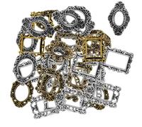 DINHEAROM 40pcs Mini Metal Nail Art Frames Vintage Oval and Square Photo Frame Decorations for Manicure DIY Nail Art Accessories