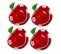DINHEAROM 4pcs Apple Shaped Clear Plastic Jewelry Boxes Compact Ring and Necklace Organizer for Bedroom Office and Travel Lightweight Storage with Decorative Design