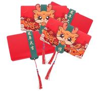 DINHEAROM 4pcs Chinese Money Cards Red Pockets Paper Envelopes with Elegant Dragon Decor Traditional Design Can Place Money and Coins for New Year Most Important Occasions