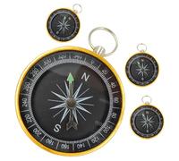 DINHEAROM 4pcs Portable Aluminum Alloy Compass Keyrings with Creative Gold Design, Practical Small Keyring for Travel and Climbing, Hiking Accessories for Friends Who Love Adventure